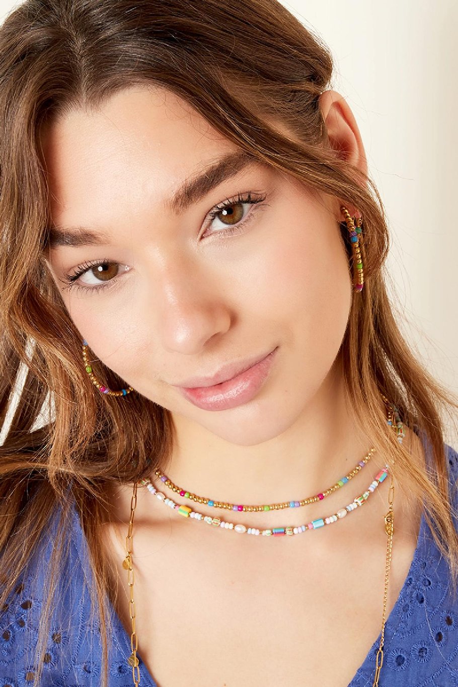 Colourful beads necklace - #summergirls collection Gold Color Stainless Steel Picture2